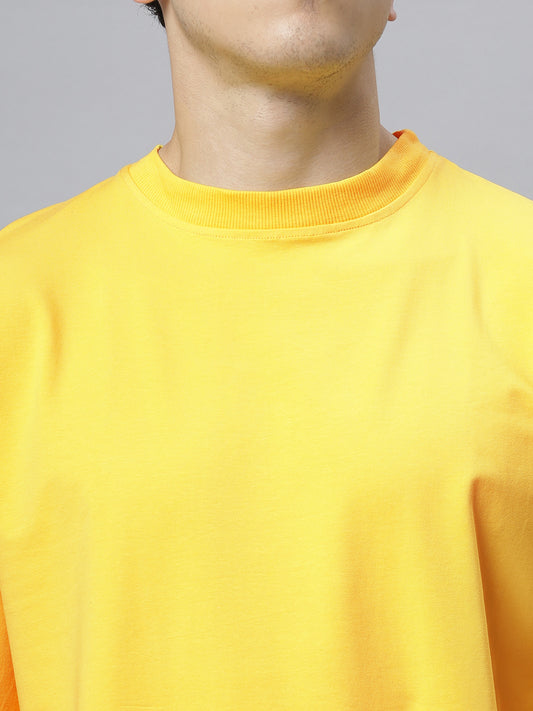 Yellow Supima Oversize Round Neck T-shirt