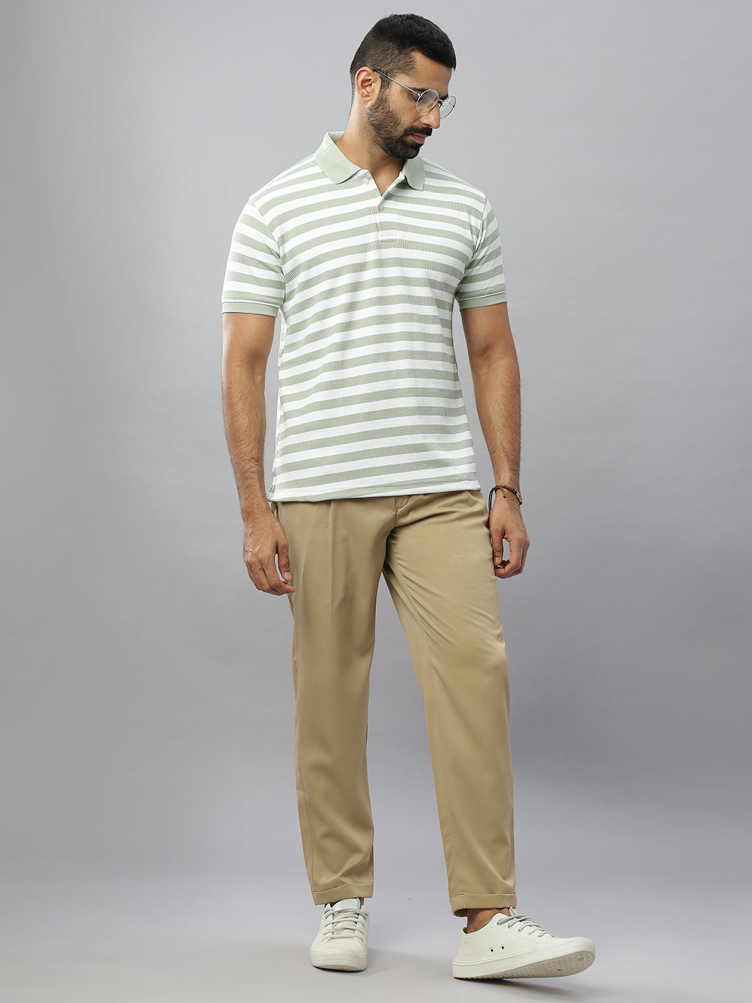 Pista Waffle Polo Striped T-Shirt