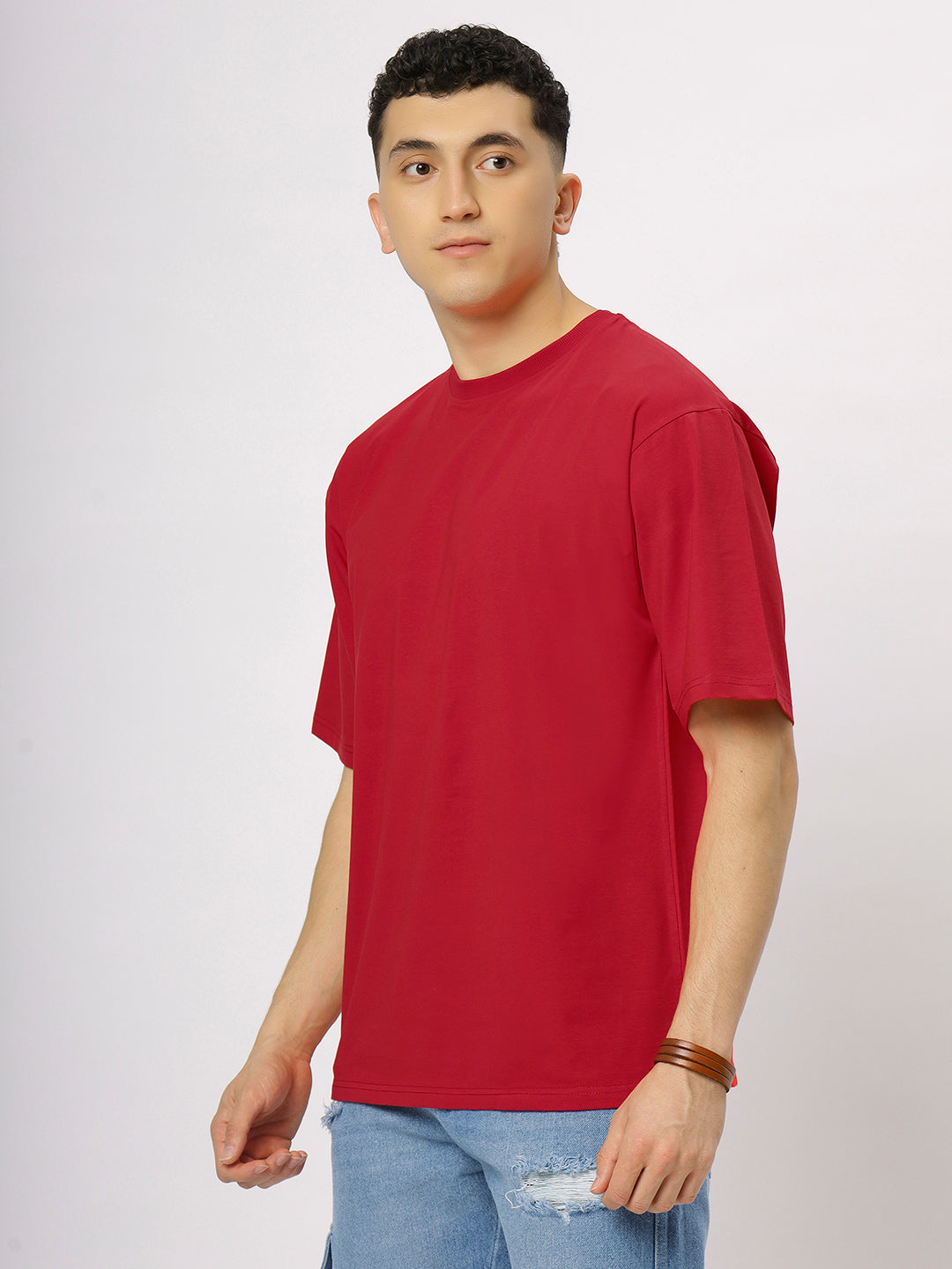 Red Supima Oversize Round Neck T-shirt