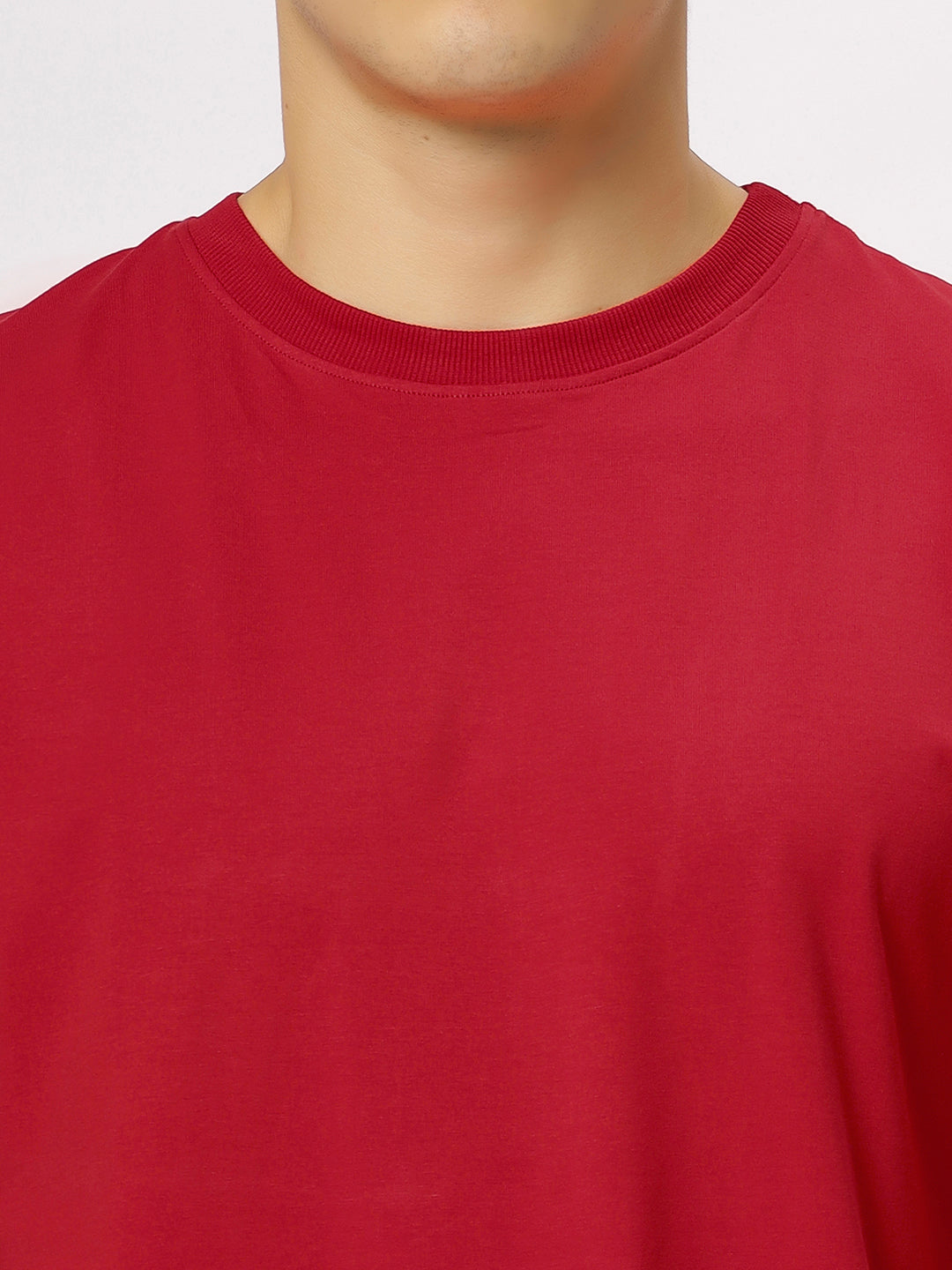 Red Supima Oversize Round Neck T-shirt