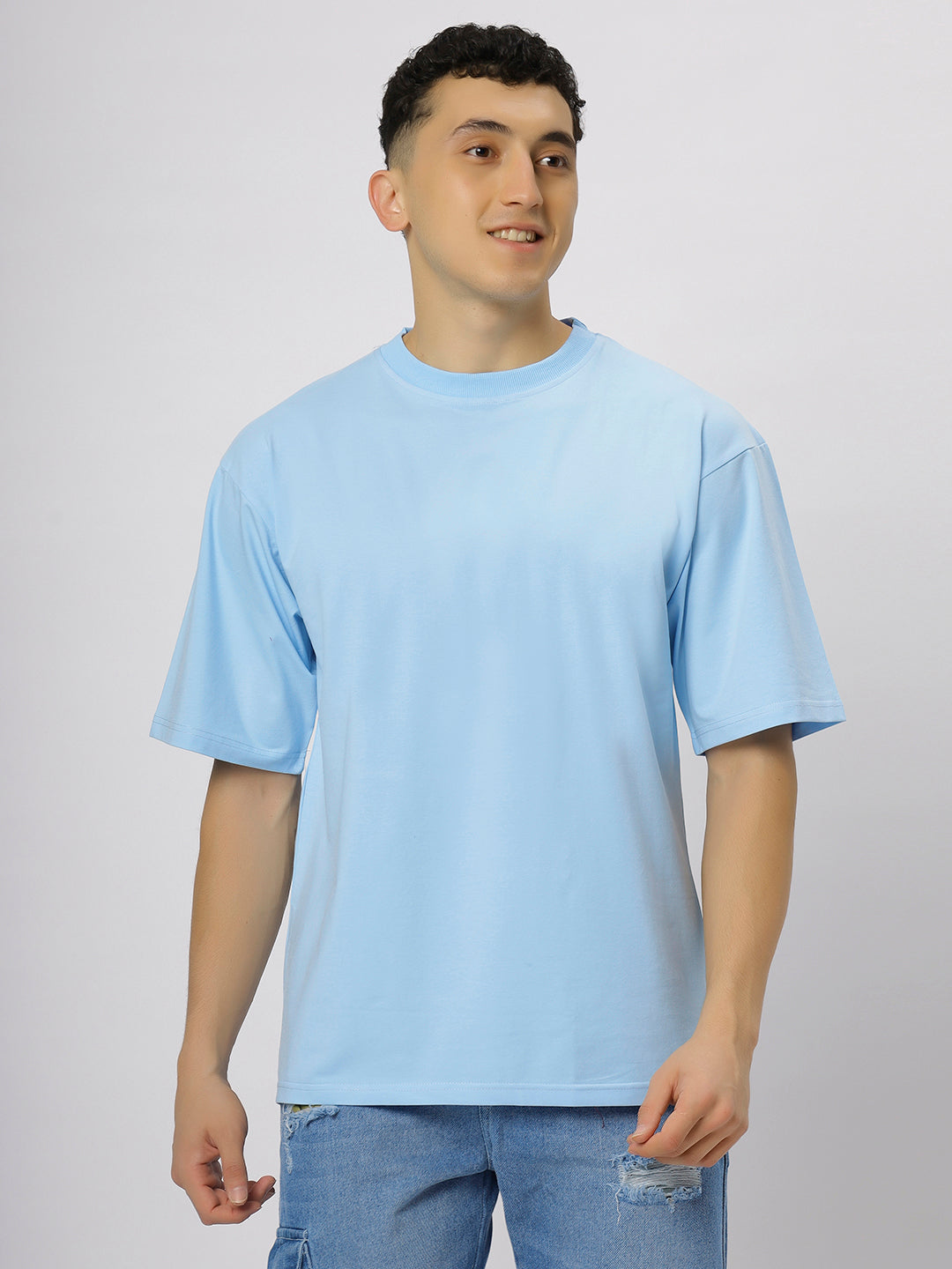 Sky Supima Oversize Round Neck T-shirt