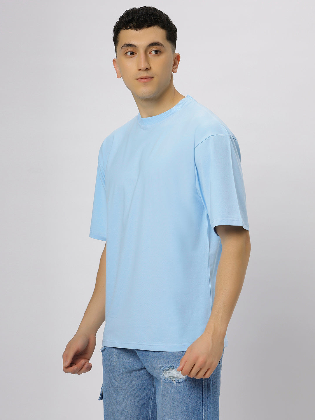 Sky Supima Oversize Round Neck T-shirt