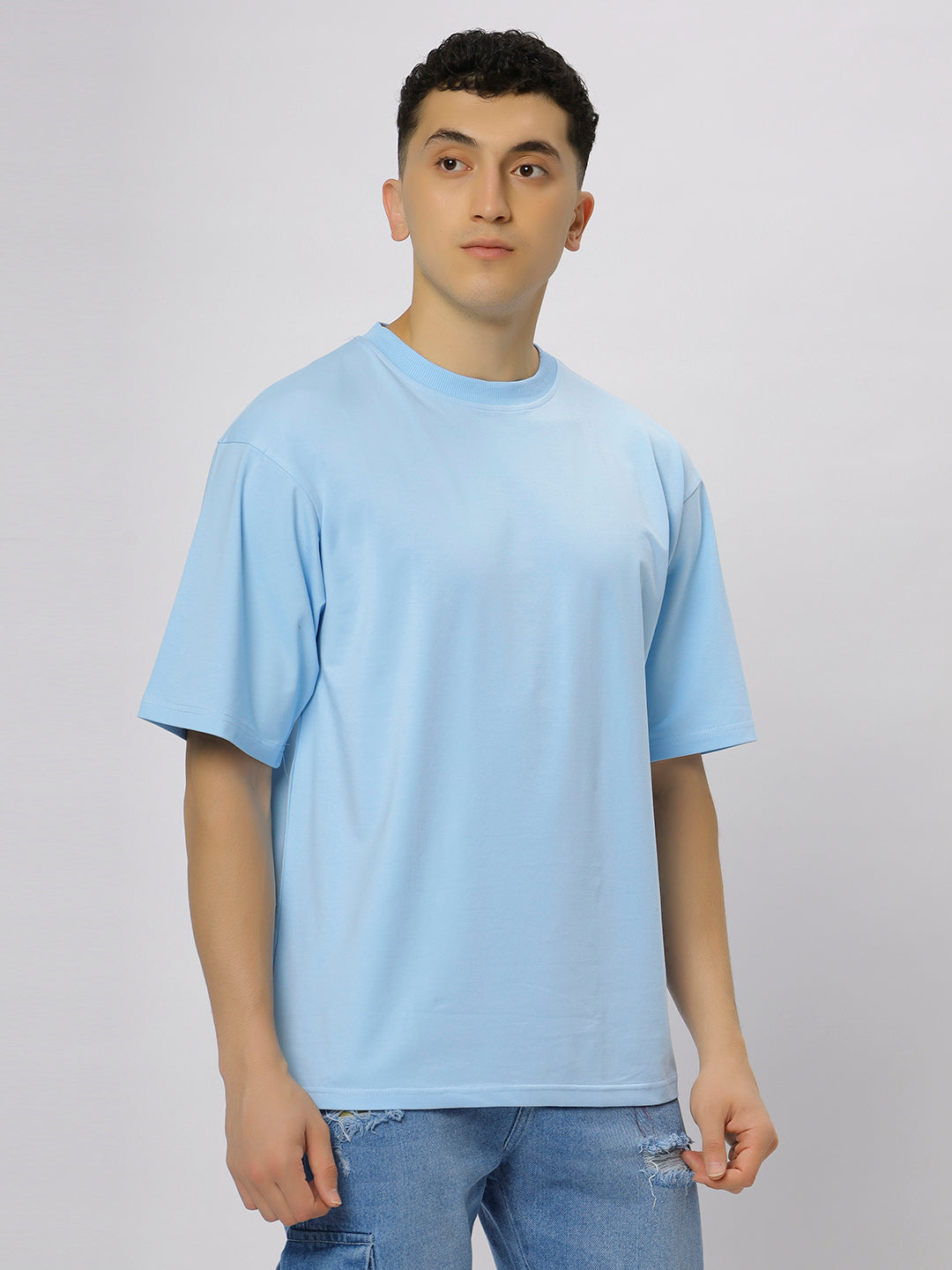 Sky Supima Oversize Round Neck T-shirt