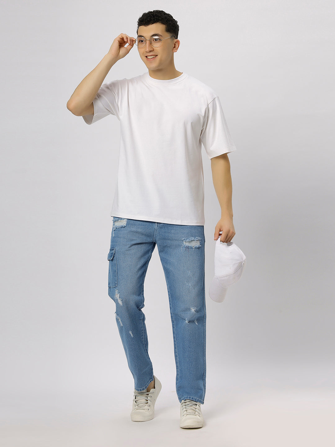 White Supima Oversize Round Neck T-shirt