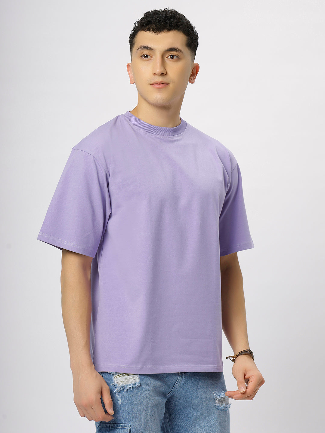 Lavender Supima Oversize Round Neck T-shirt