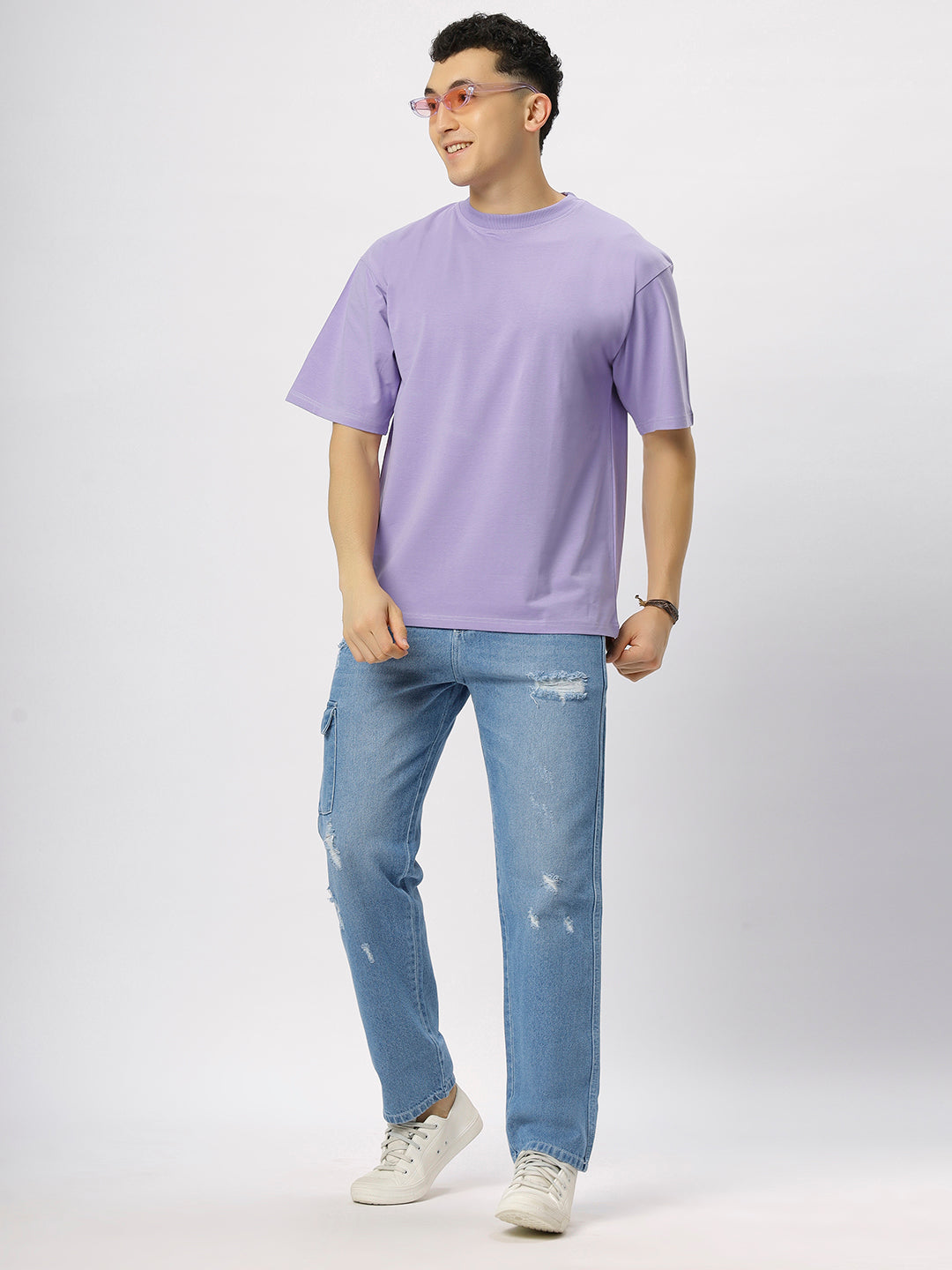 Lavender Supima Oversize Round Neck T-shirt