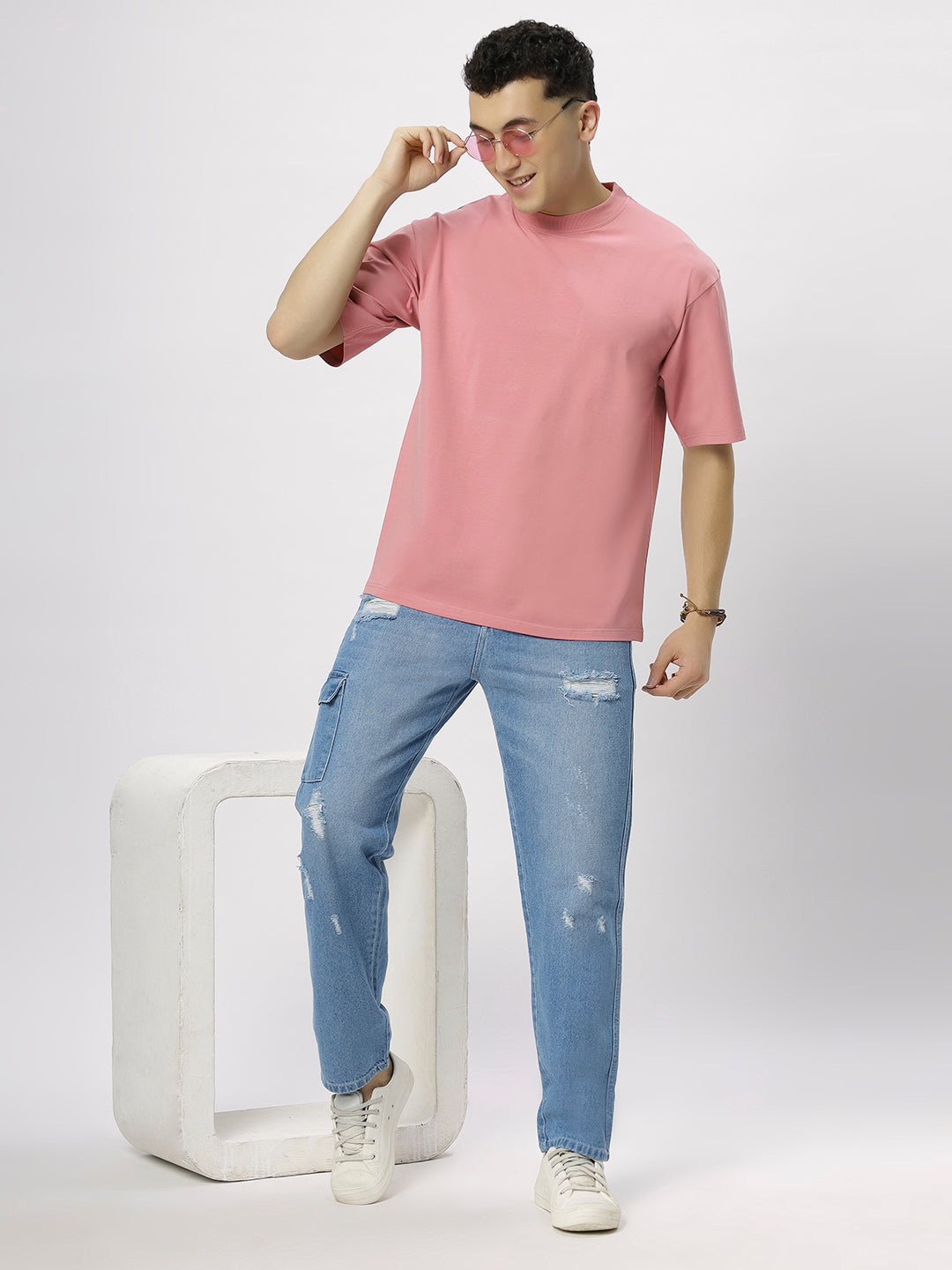 Onion Pink Supima Oversize Round Neck T-shirt