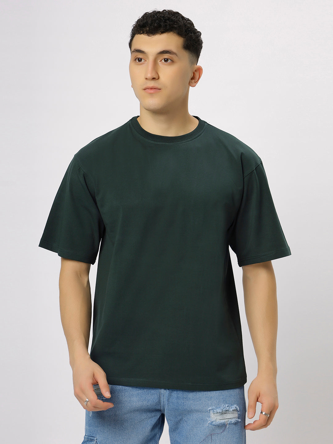 Dark Green Supima Oversize Round Neck T-shirt
