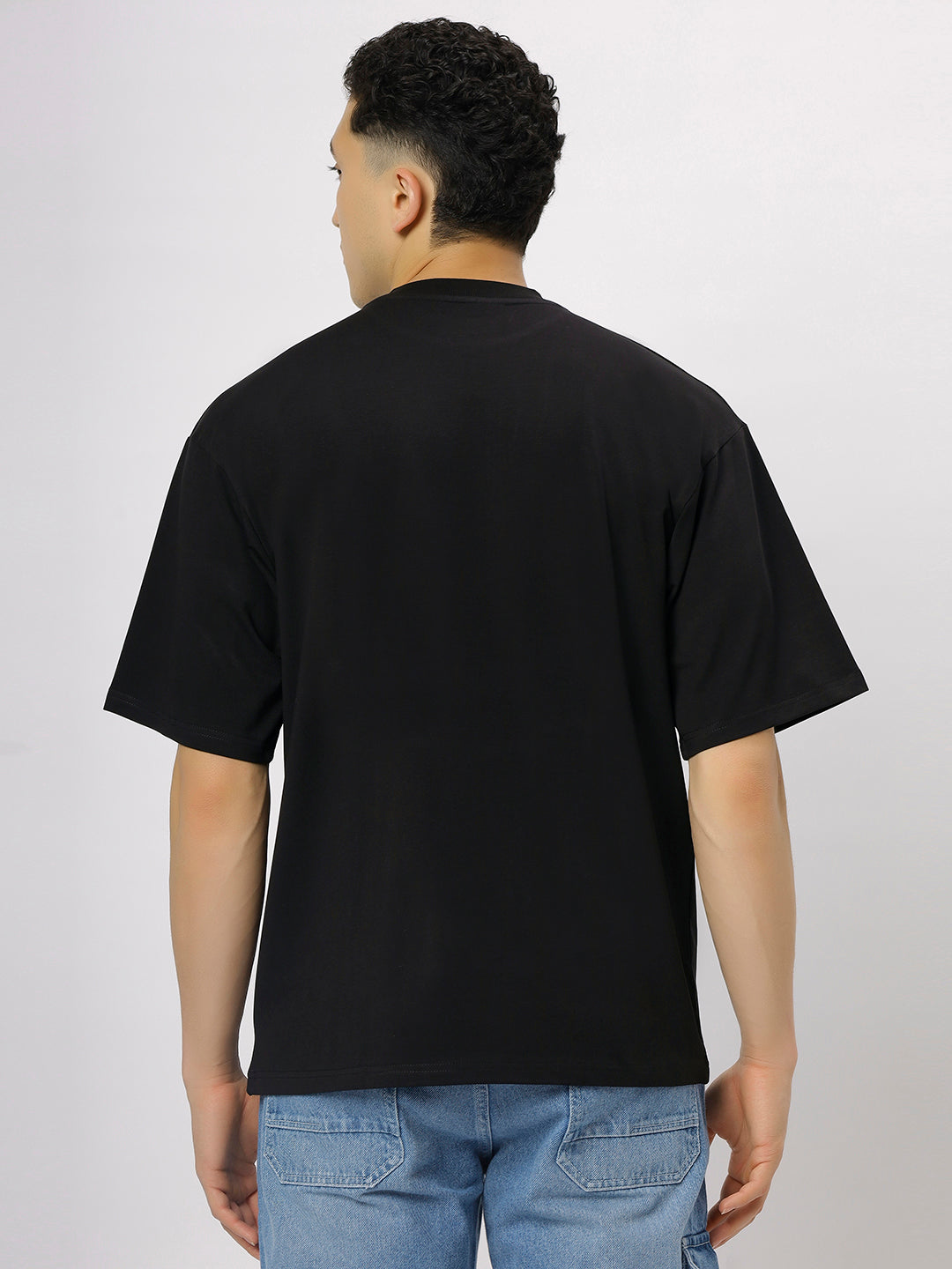Black Supima Oversize Round Neck T-shirt