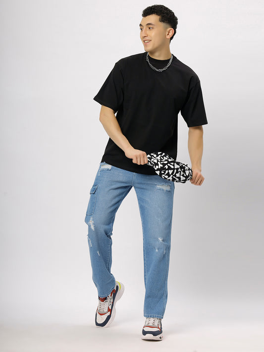 Black Supima Oversize Round Neck T-shirt