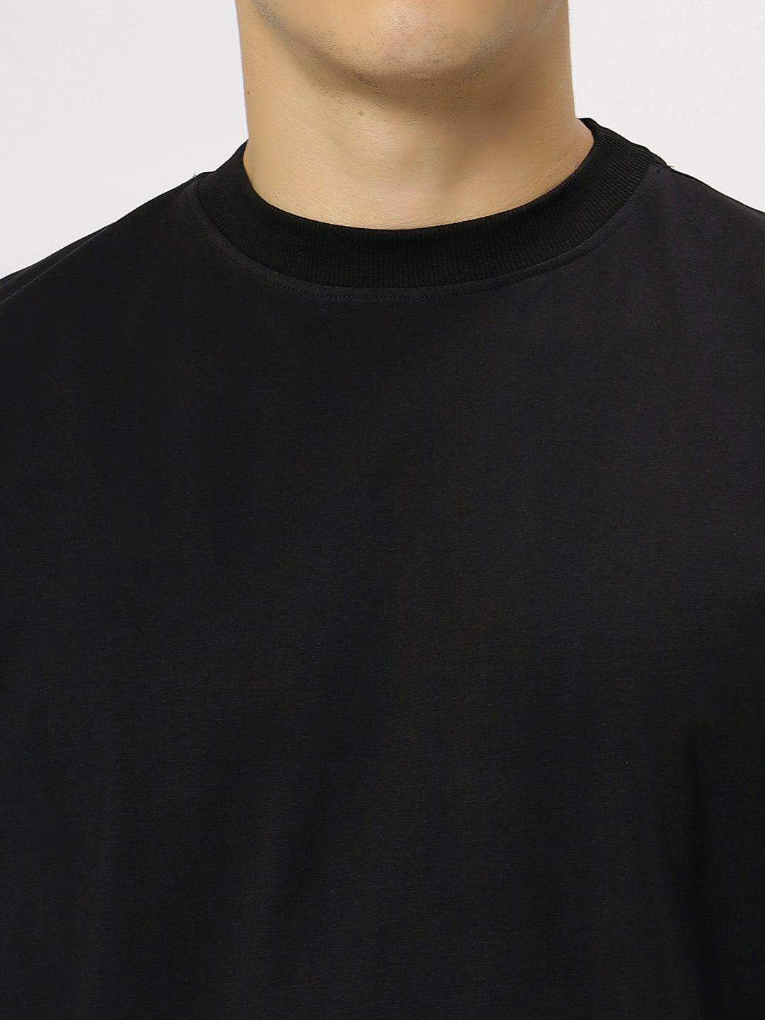 Black Supima Oversize Round Neck T-shirt