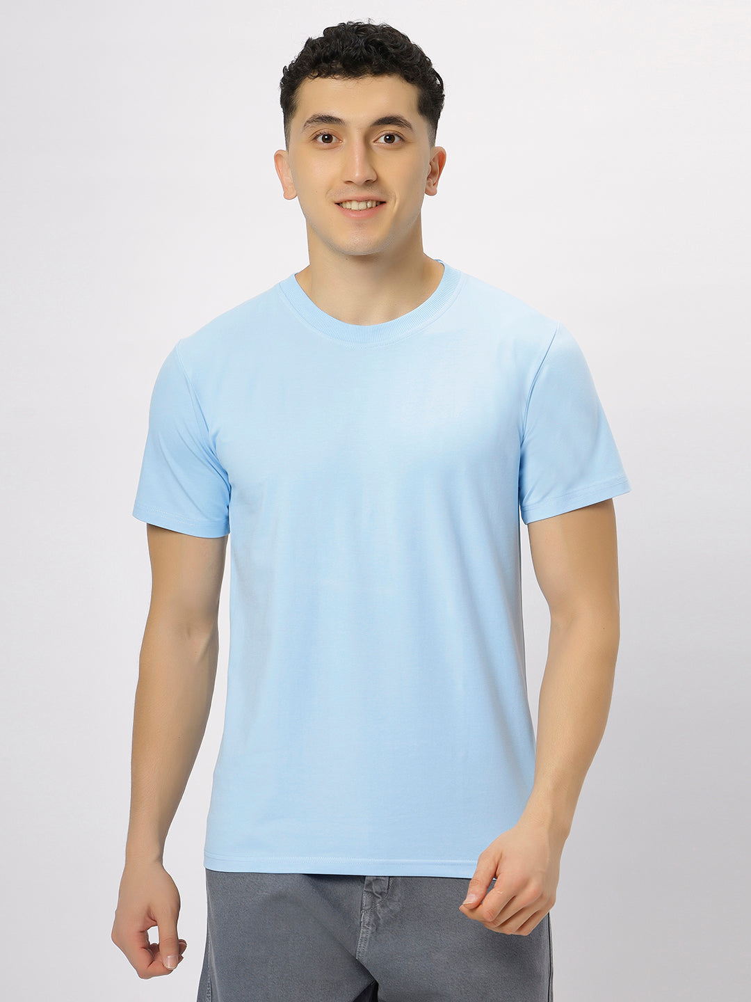 Skay Blue Supima Round Neck T-Shirt