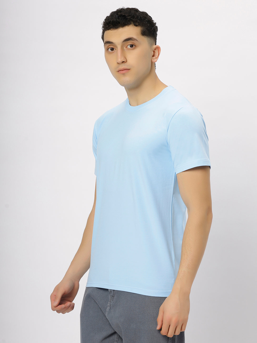 Skay Blue Supima Round Neck T-Shirt