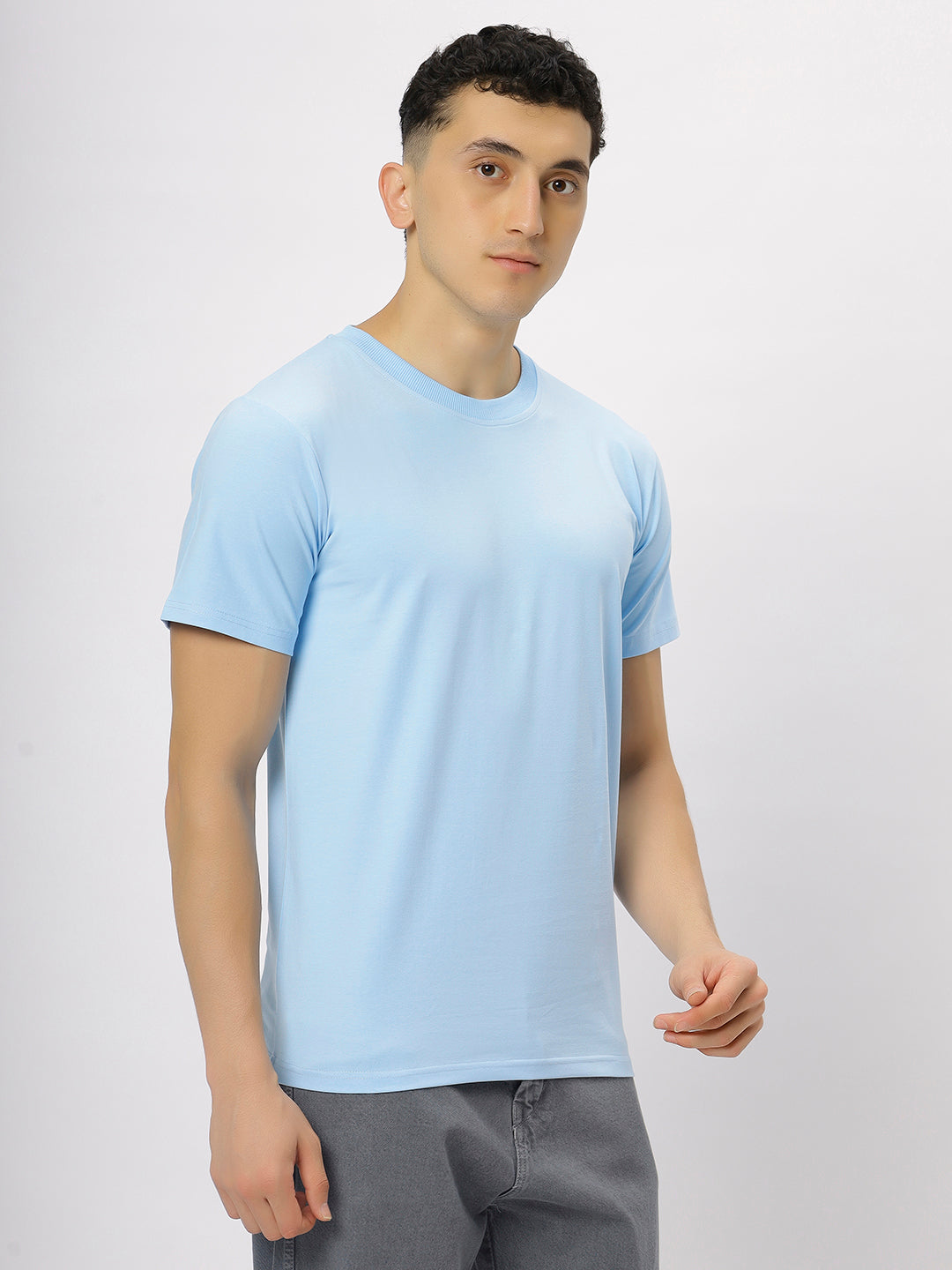 Skay Blue Supima Round Neck T-Shirt