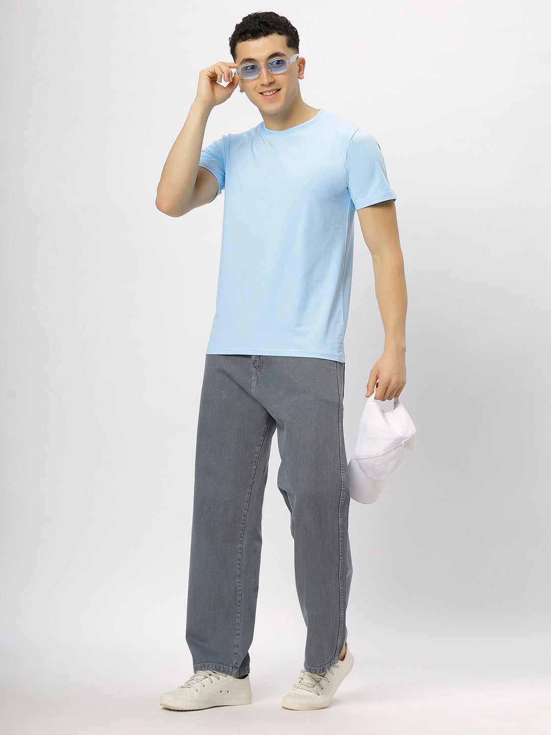 Skay Blue Supima Round Neck T-Shirt