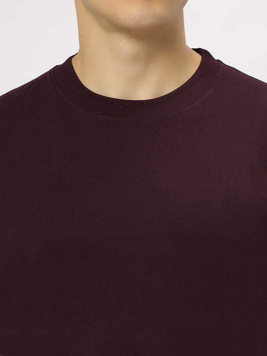 Wine Supima Round Neck T-Shirt
