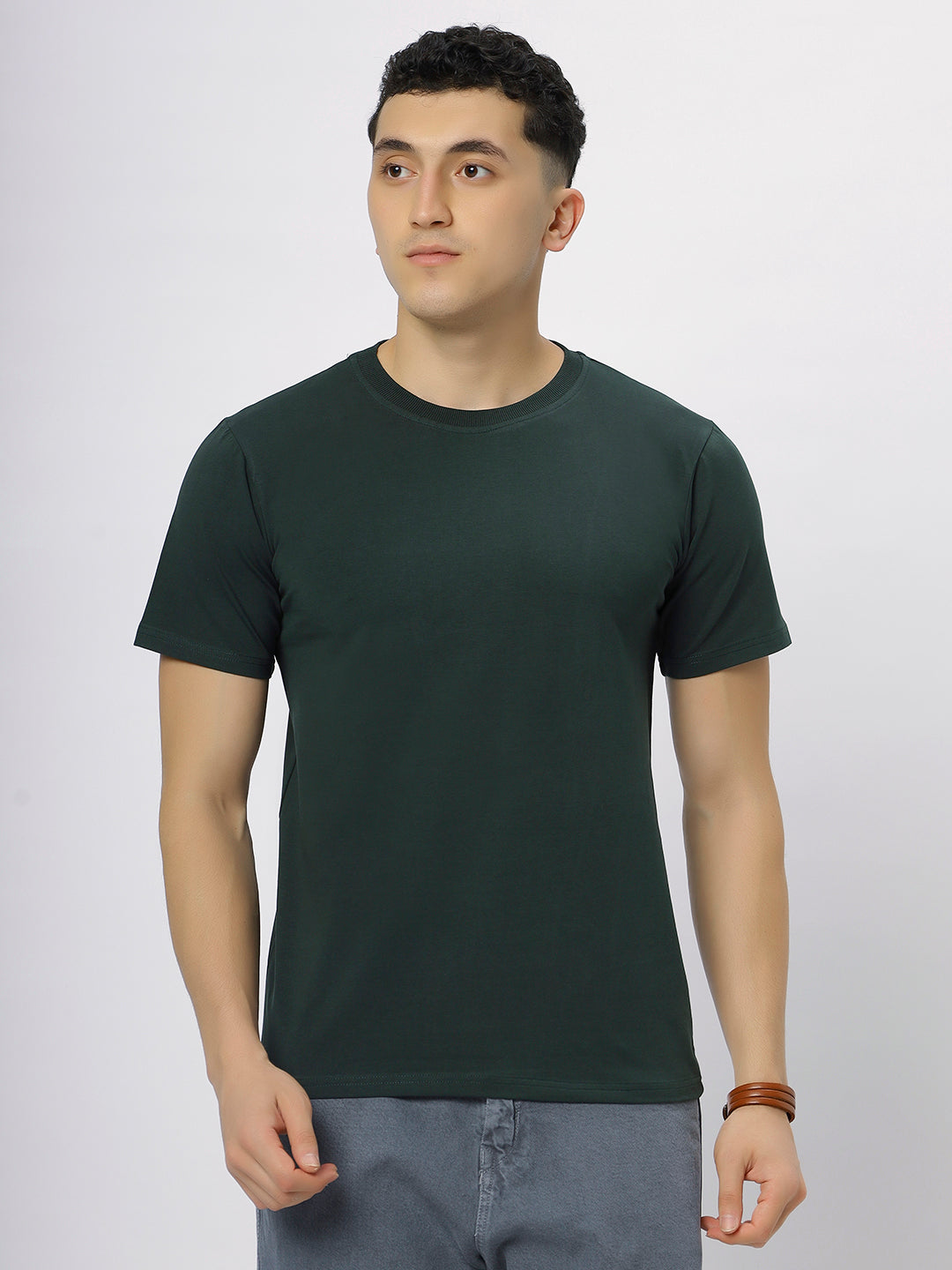 Dark Green Supima Round Neck T-Shirt