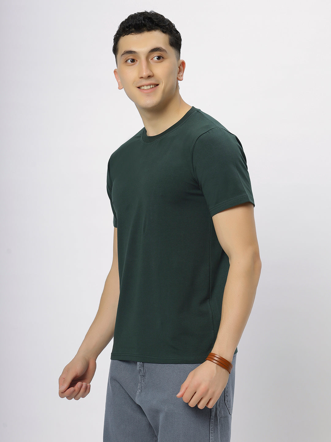 Dark Green Supima Round Neck T-Shirt