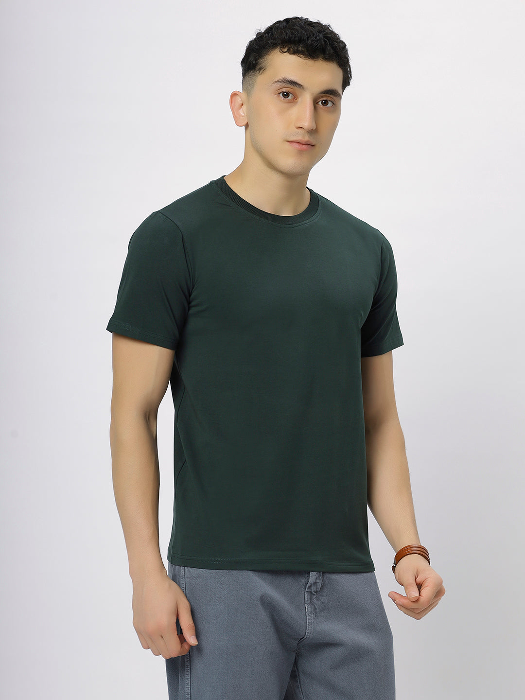 Dark Green Supima Round Neck T-Shirt