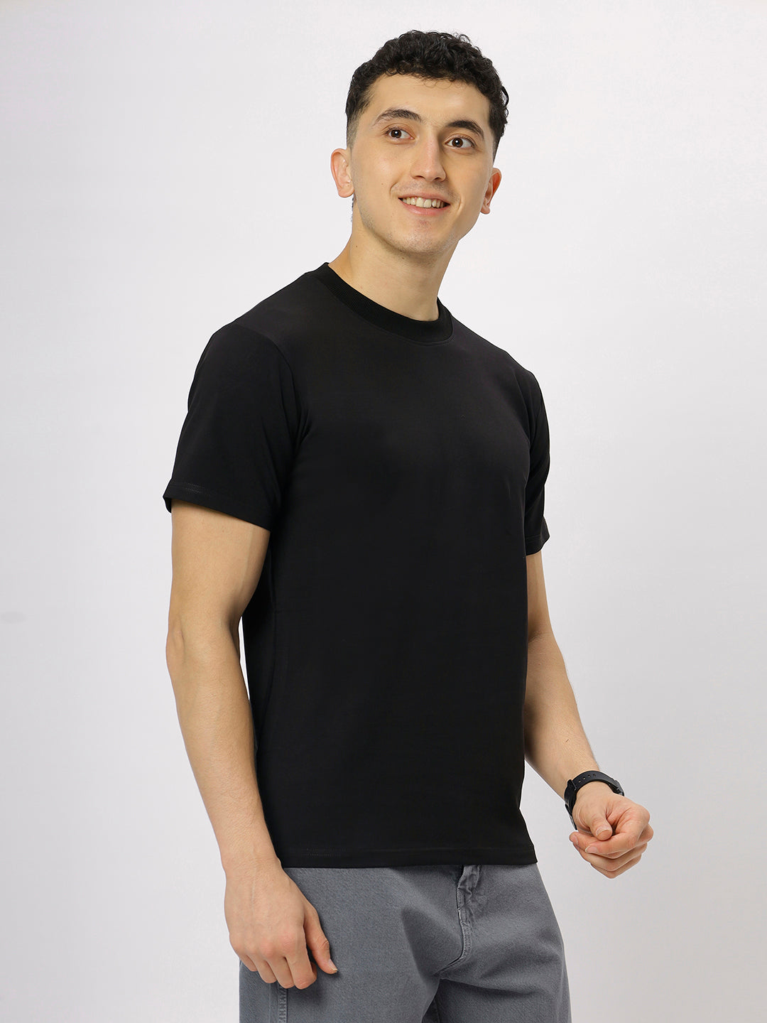 Black Supima Round Neck T-Shirt