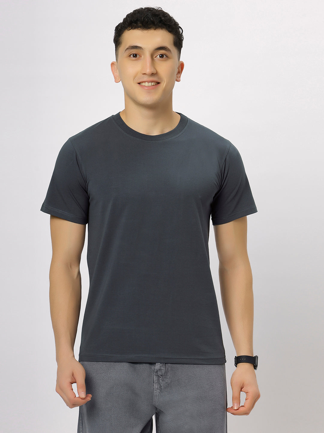 Steel Grey Supima Round Neck T-Shirt