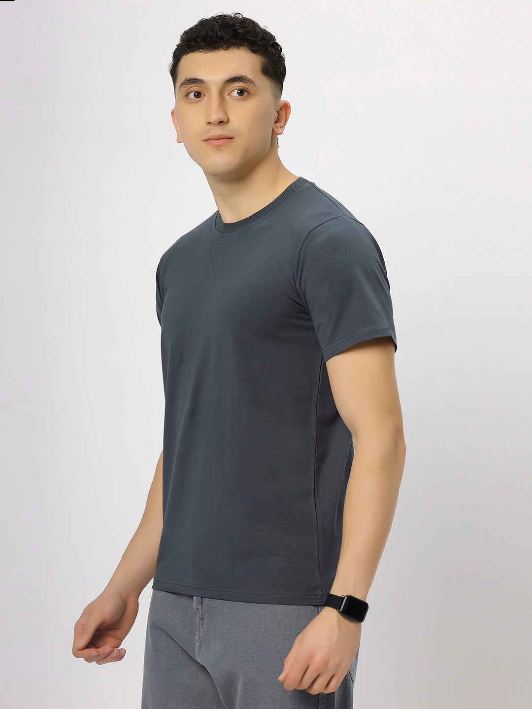 Steel Grey Supima Round Neck T-Shirt