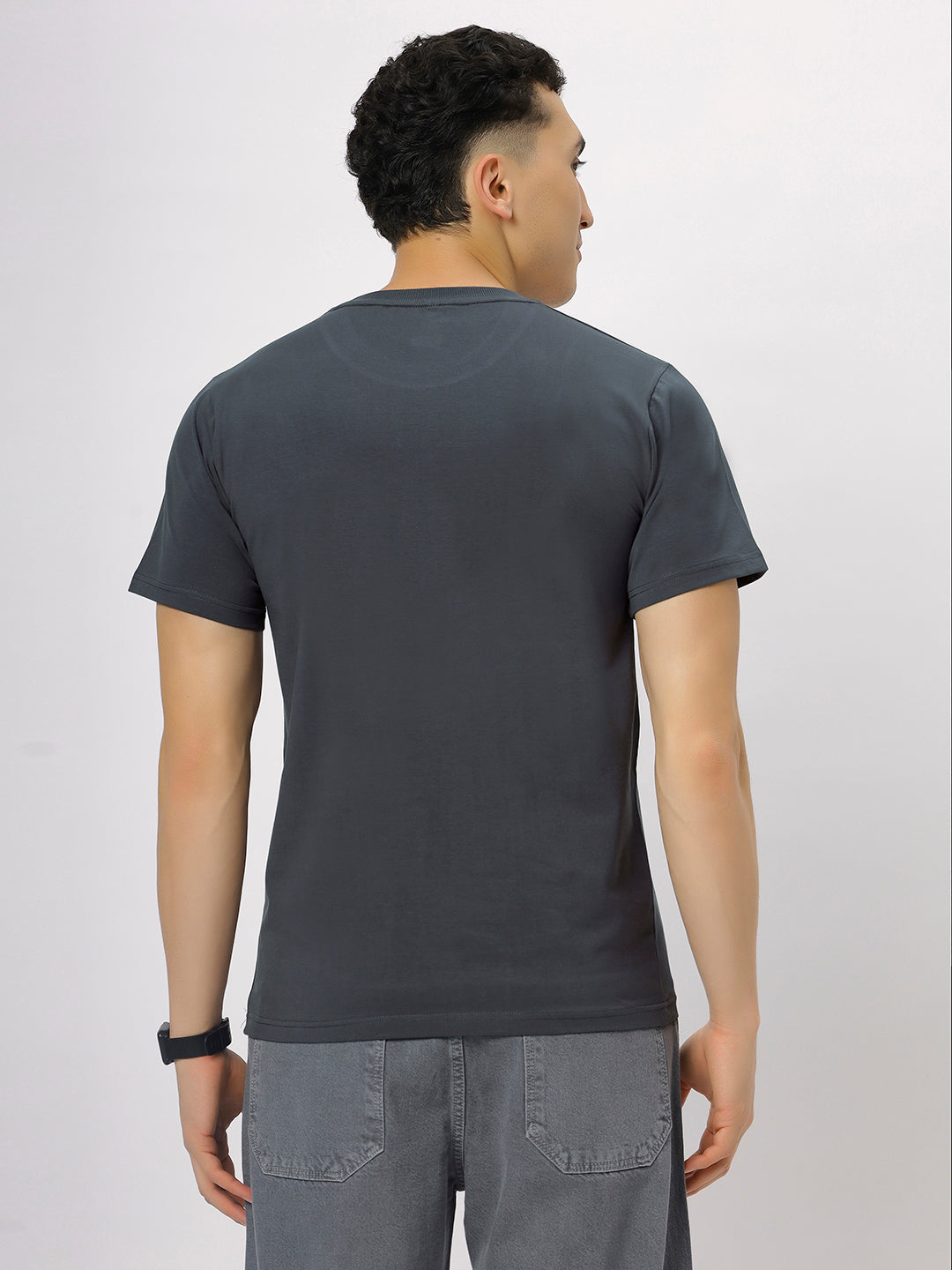 Steel Grey Supima Round Neck T-Shirt