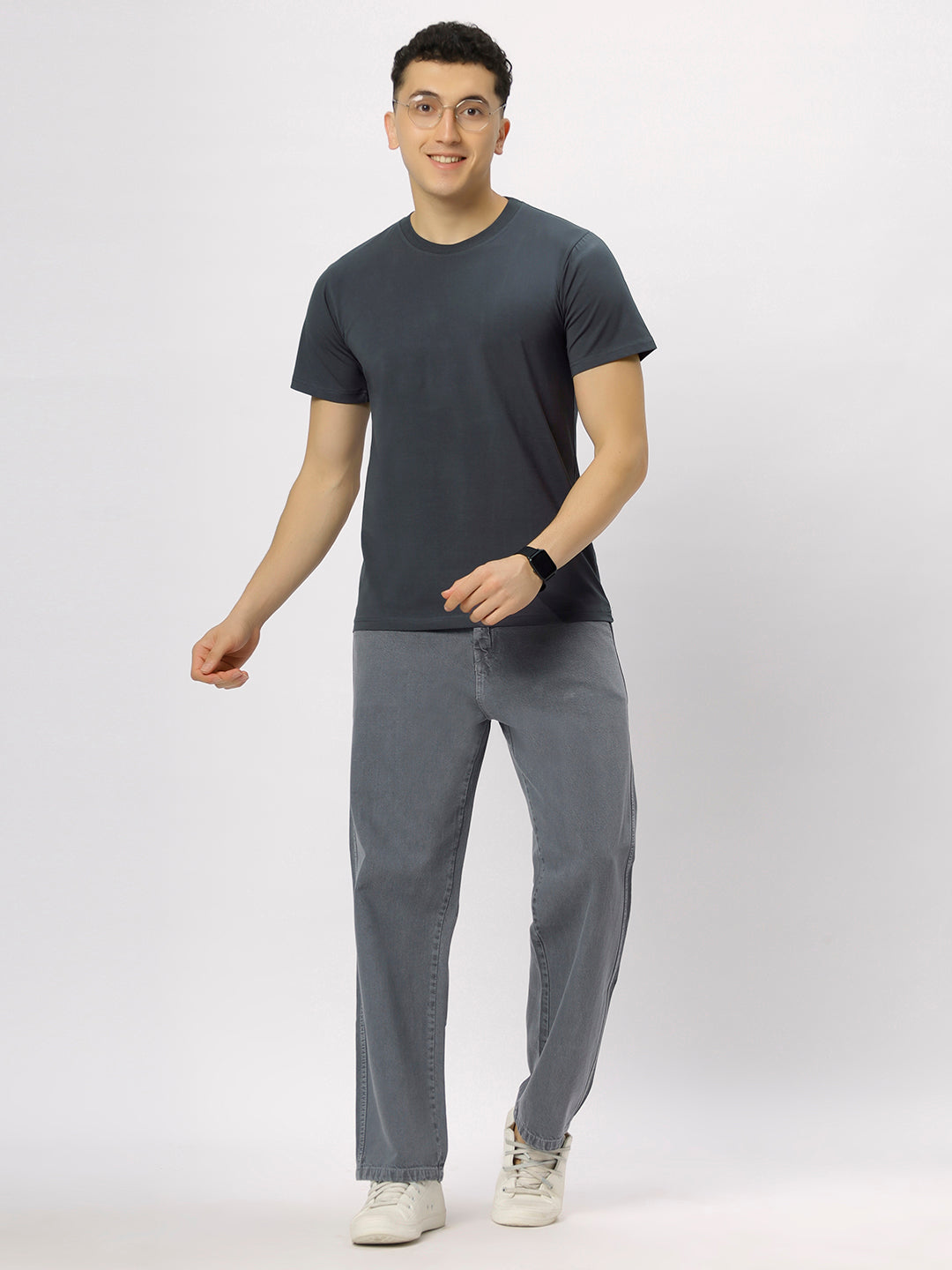 Steel Grey Supima Round Neck T-Shirt
