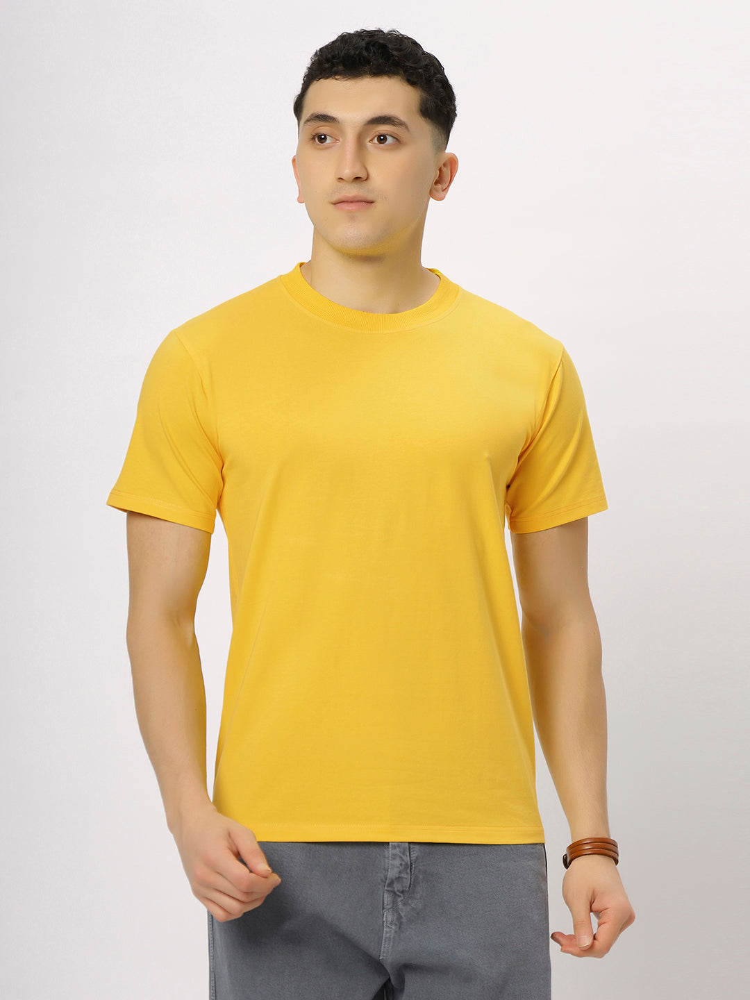 Yellow Supima Round Neck T-Shirt