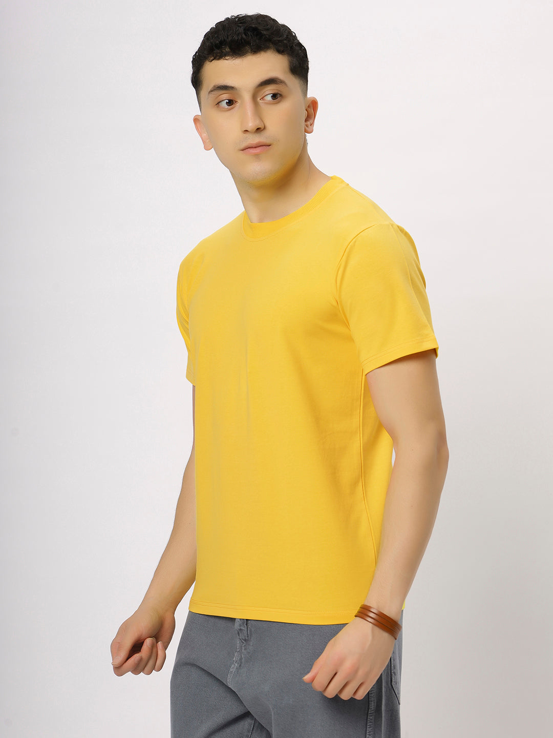 Yellow Supima Round Neck T-Shirt