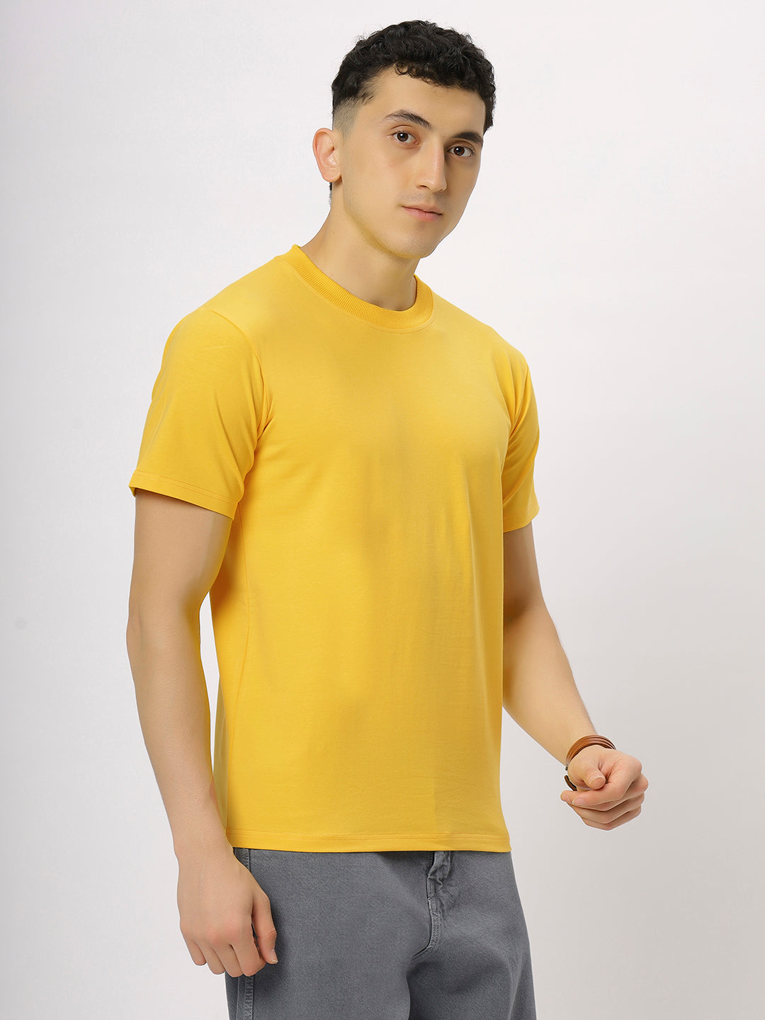 Yellow Supima Round Neck T-Shirt