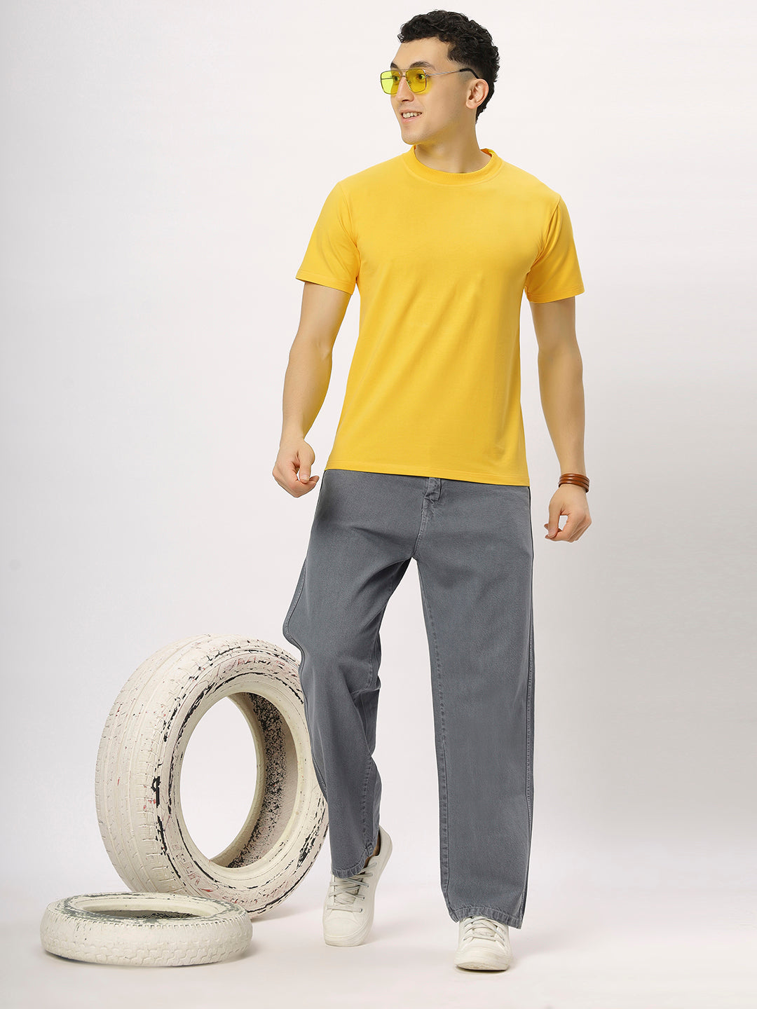 Yellow Supima Round Neck T-Shirt