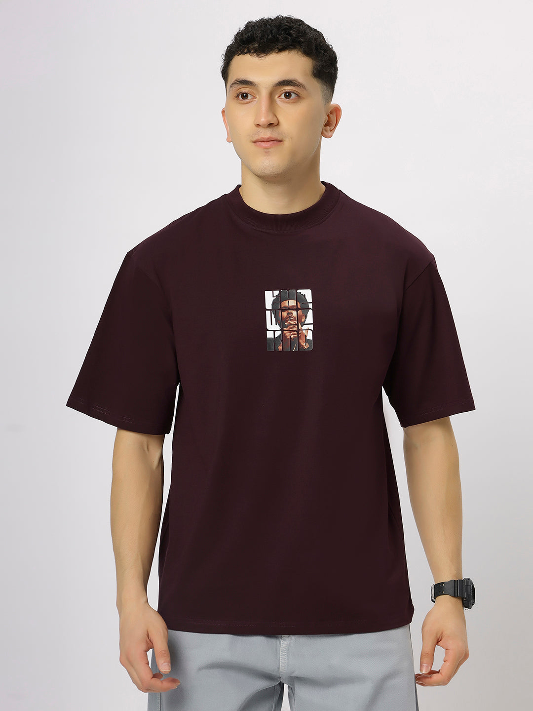 Wine Supima Oversized Graphic T-shirt