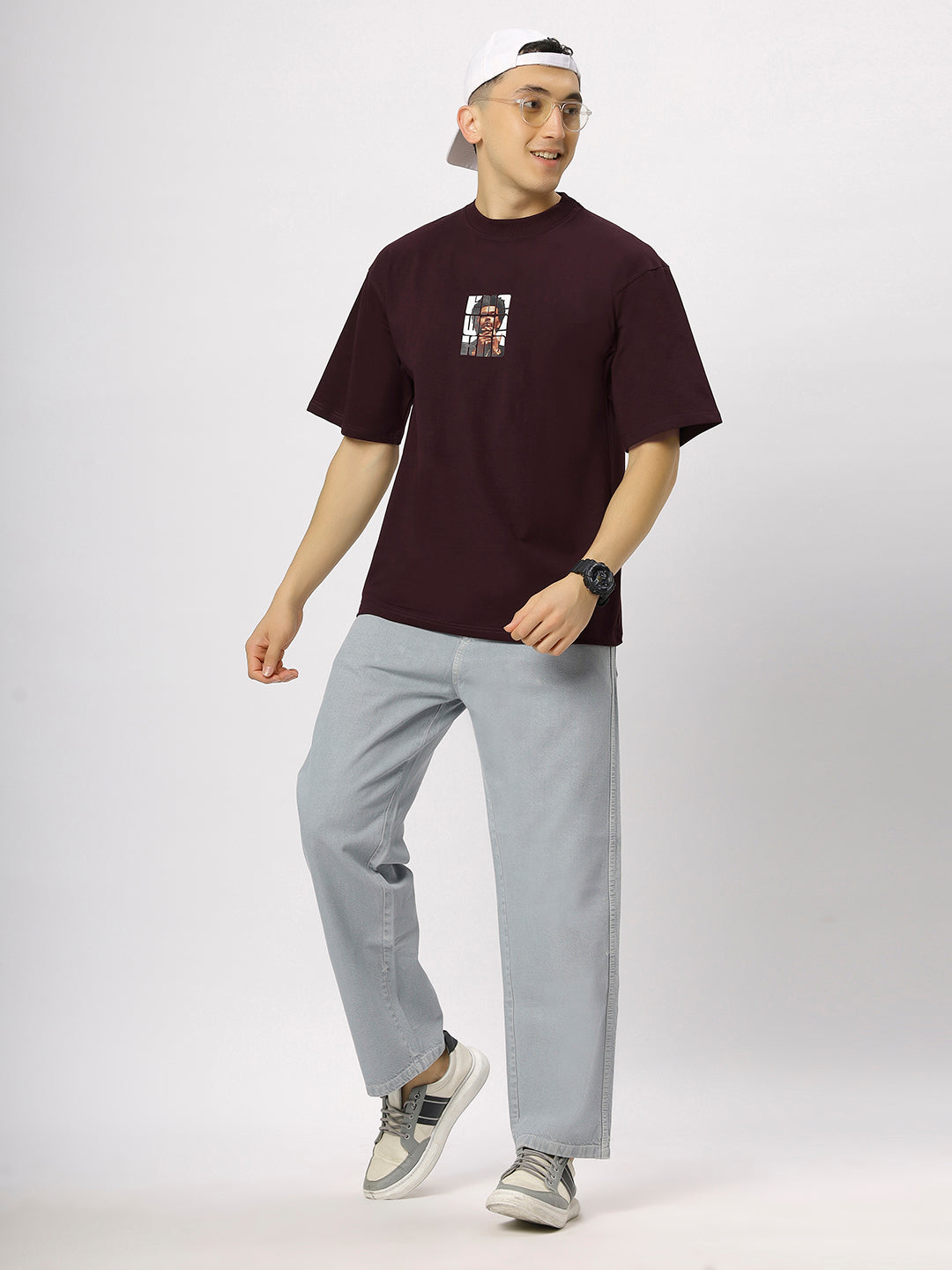 Wine Supima Oversized Graphic T-shirt