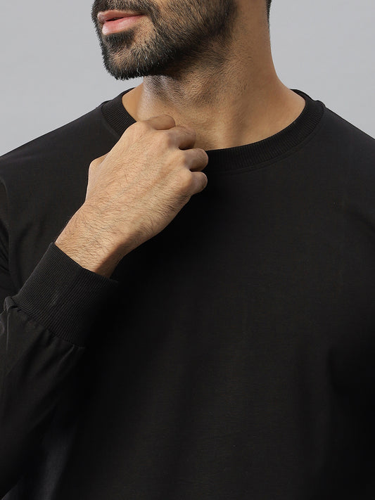 Black Supima Full Sleeve Round Neck T-shirt