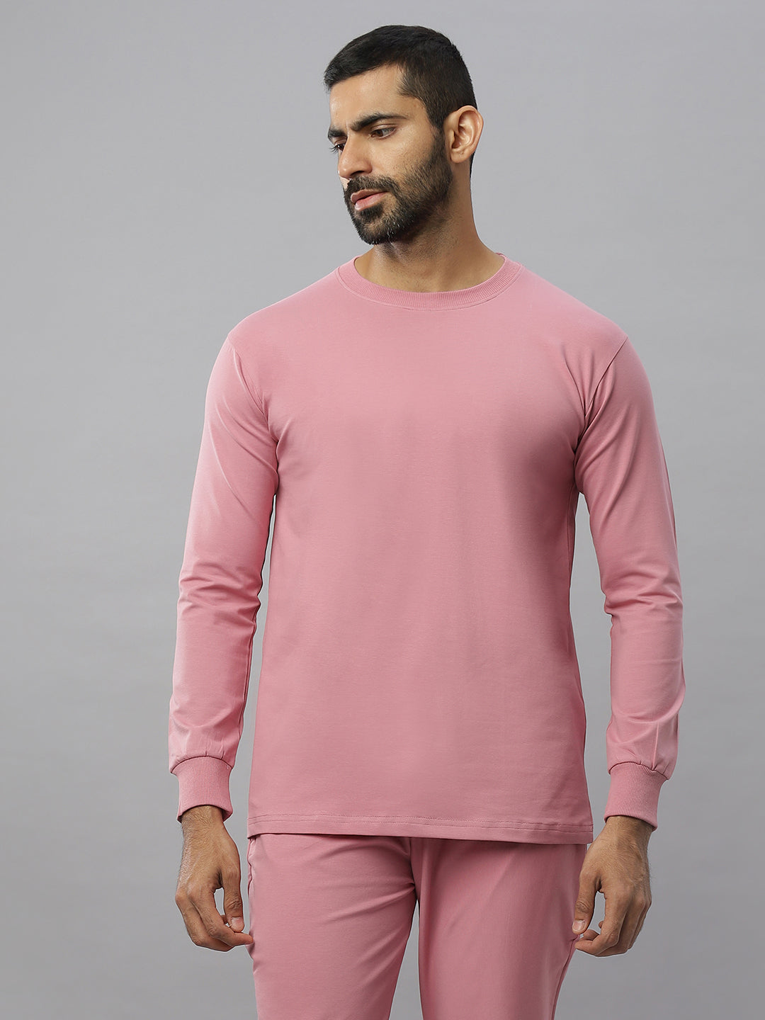 Onion Pink Supima Full Sleeve Round Neck T-shirt