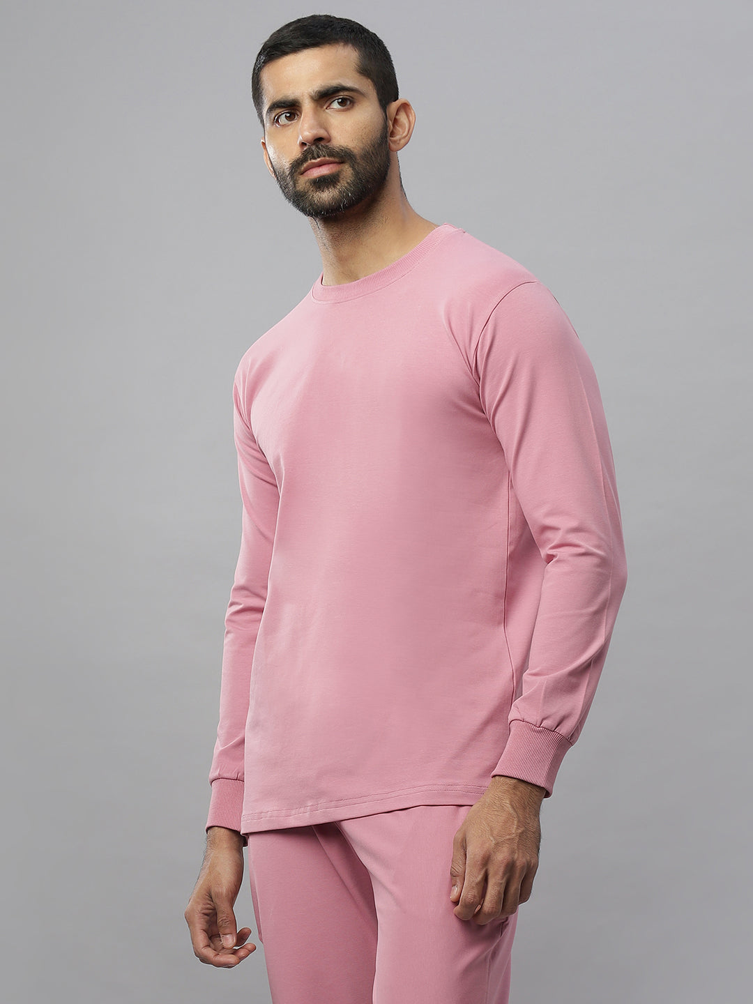 Onion Pink Supima Full Sleeve Round Neck T-shirt