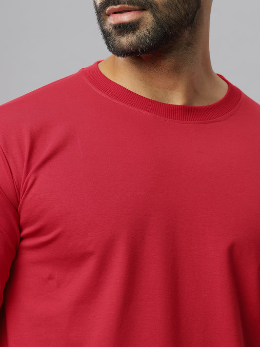 Red Supima Full Sleeve Round Neck T-shirt