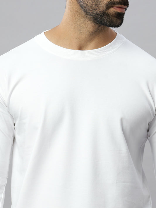 White Supima Full Sleeve Round Neck T-shirt