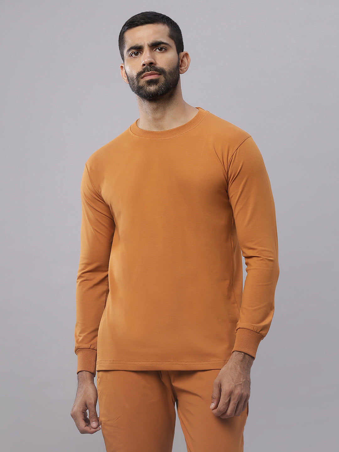 Rust Supima Full Sleeve Round Neck T-shirt