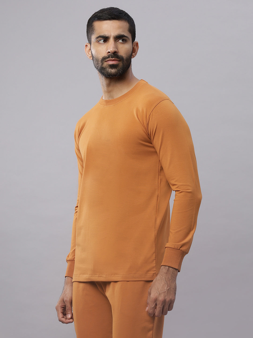 Rust Supima Full Sleeve Round Neck T-shirt