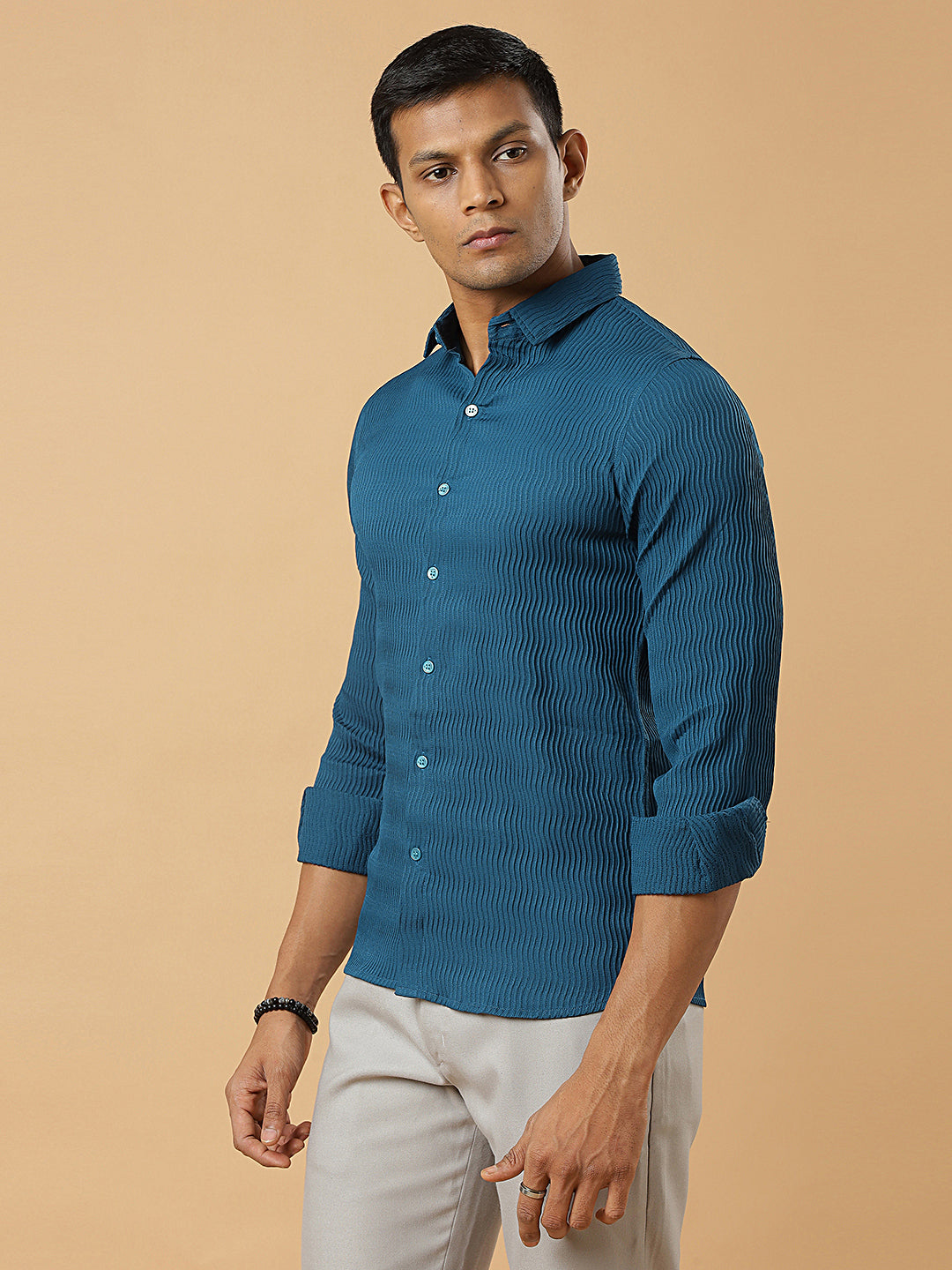 Peacock | Wavy Ridge | Pleated Design Shirt
