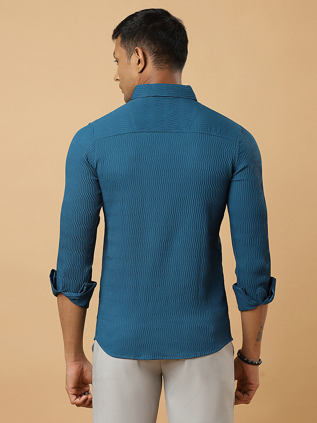 Peacock | Wavy Ridge | Pleated Design Shirt