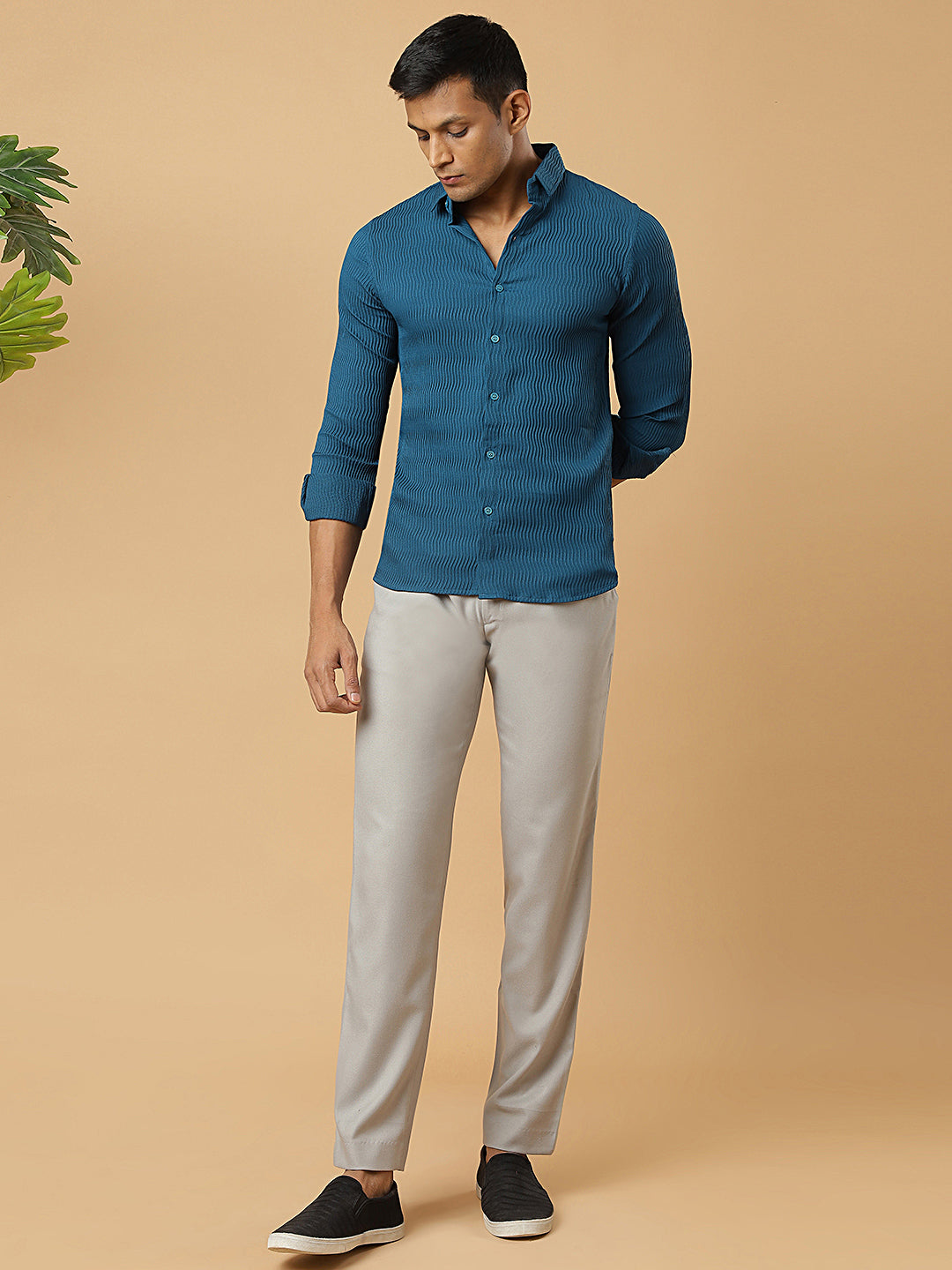 Peacock | Wavy Ridge | Pleated Design Shirt