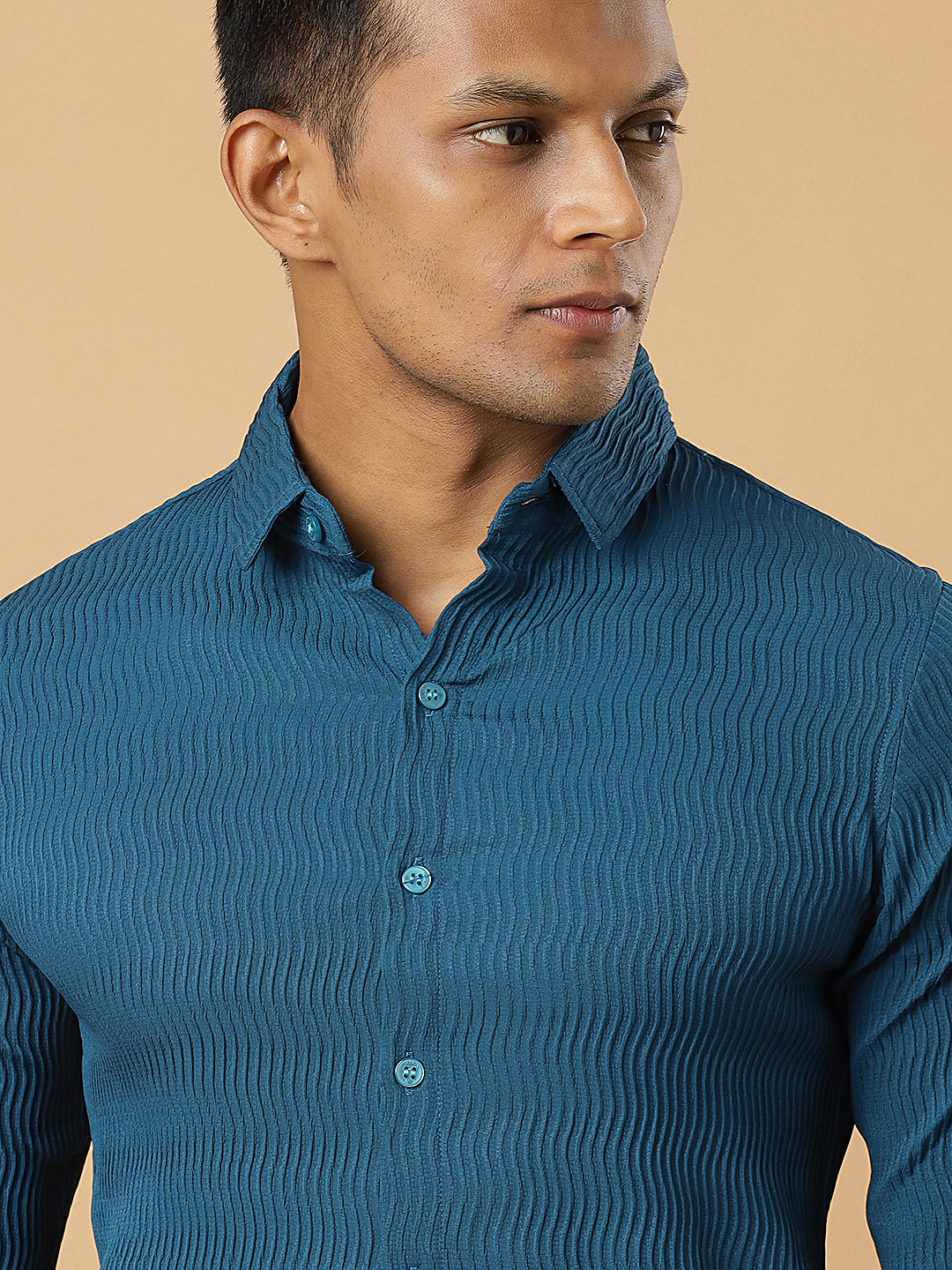 Peacock | Wavy Ridge | Pleated Design Shirt