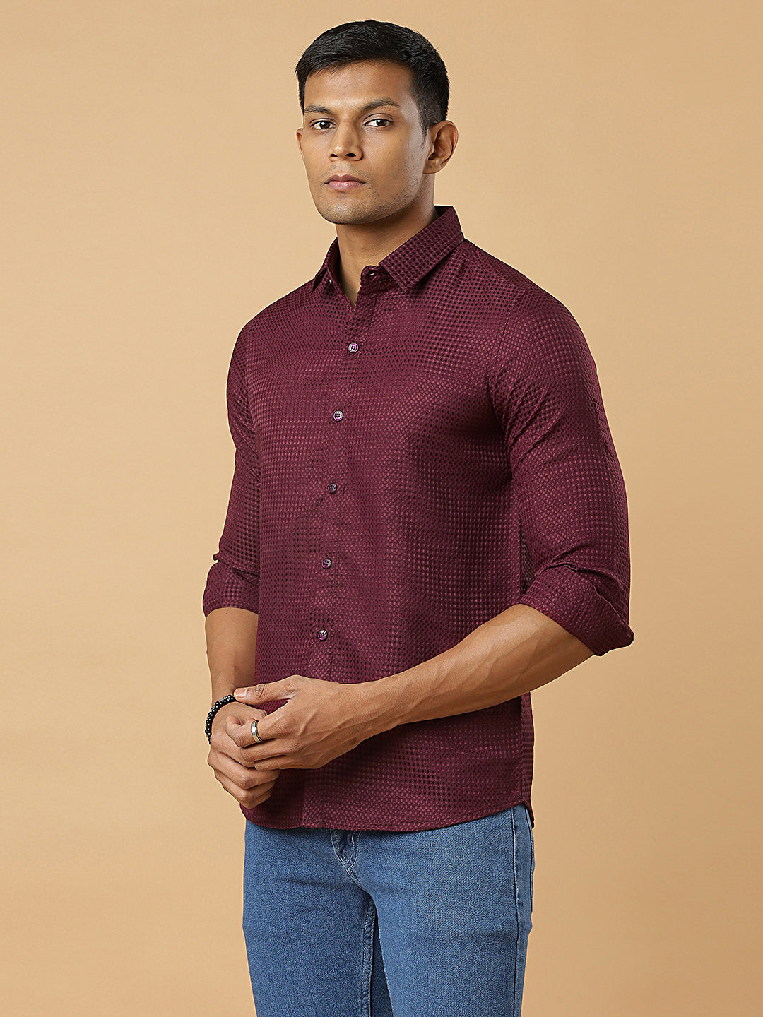 Wine | Classic Waffle Pattern | Waffle Texture Shirt