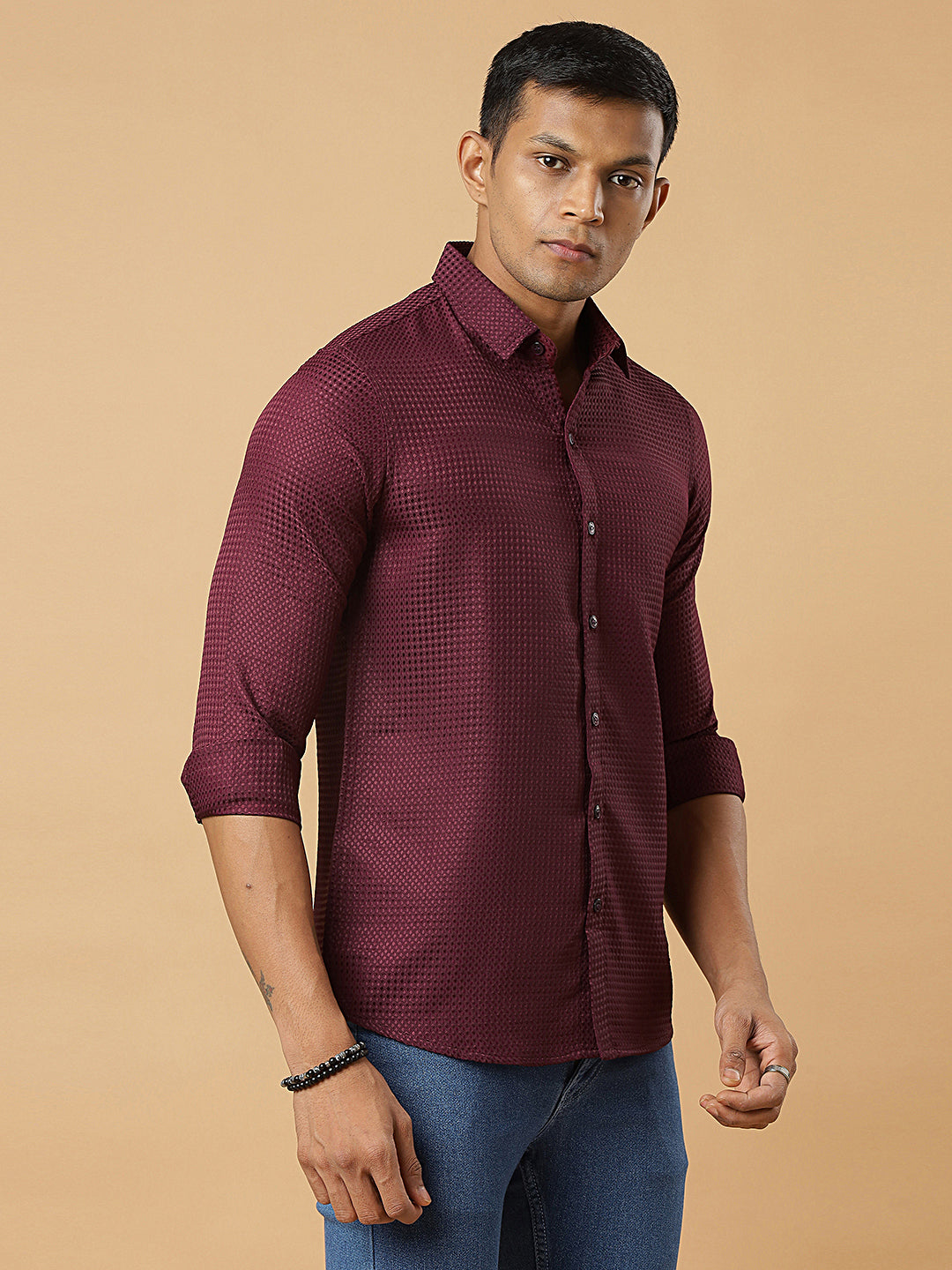 Wine | Classic Waffle Pattern | Waffle Texture Shirt
