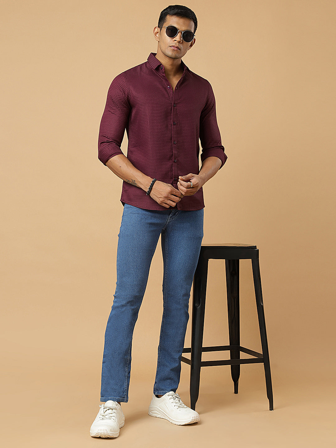 Wine | Classic Waffle Pattern | Waffle Texture Shirt