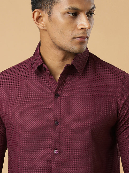 Wine | Classic Waffle Pattern | Waffle Texture Shirt