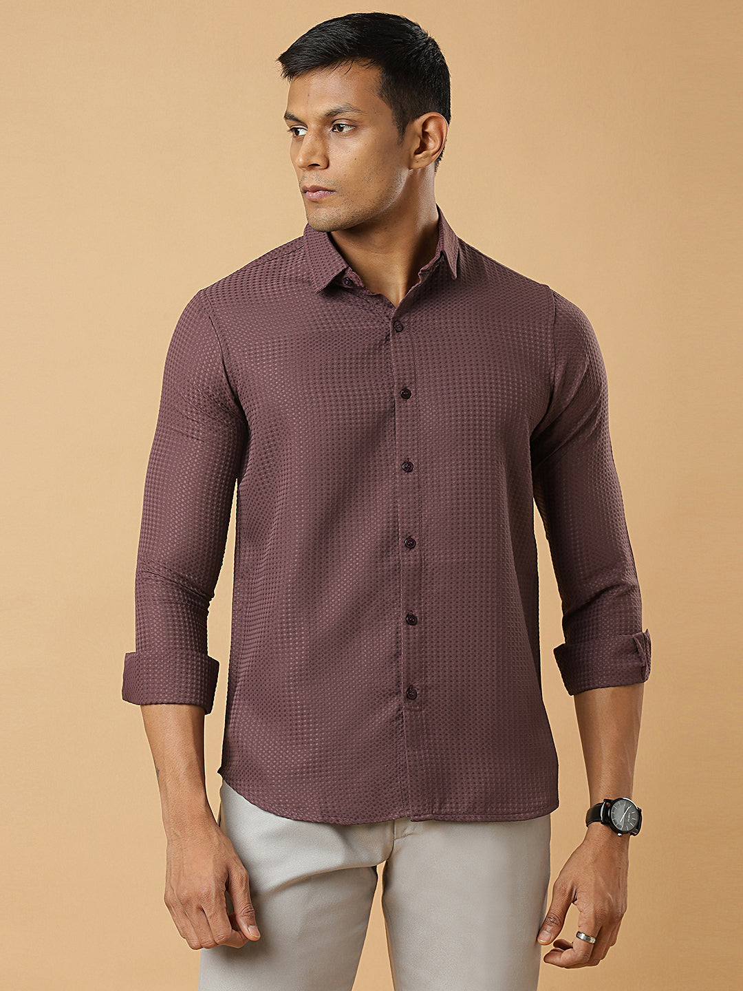 Purple | Classic Waffle Pattern | Waffle Texture Shirt